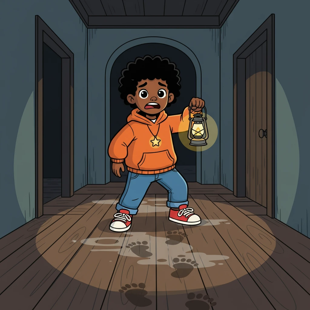 He turned slowly toward the sound. There was no one there, only the faint outline of footprints—muddy, wet, leading across the floor. Tunde’s heart stopped. He stepped back, trembling, his eyes wide. Then the footprints faded, slowly disappearing into thin air.