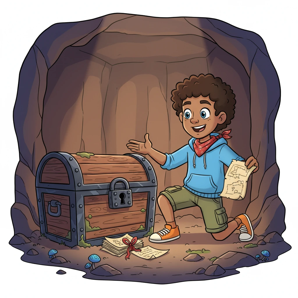 Deep inside, they stumble upon a hidden chamber, where a sturdy, old wooden chest sits, firmly locked, next to a stack of brittle, faded papers. The documents speak of the town's original settlers and a cryptic "missing cornerstone."