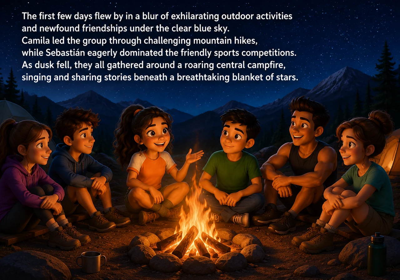 The first few days flew by in a blur of exhilarating outdoor activities and newfound friendships under the clear blue sky. Camila led the group throug