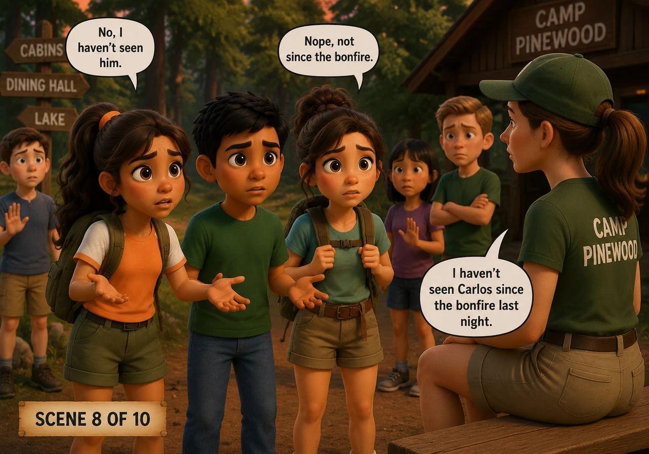 Seeking answers, the group hurried to the camp counselors and began asking the other campers if anyone had seen Carlos. To their growing horror, every