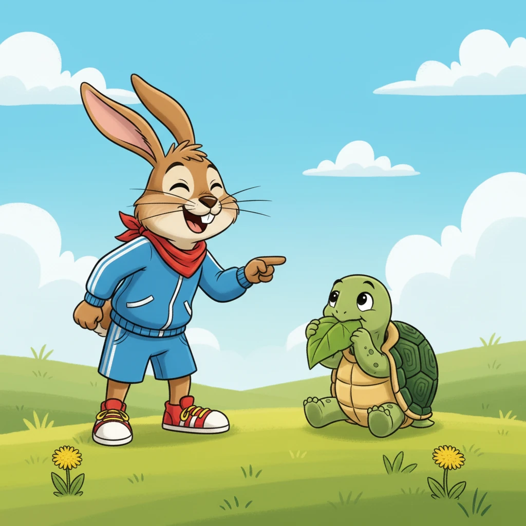One day, Herbert saw Tilly the Tortoise slowly munching on a juicy leaf. Herbert laughed and said, 'You are so slow, Tilly! You'll never get anywhere fast!'