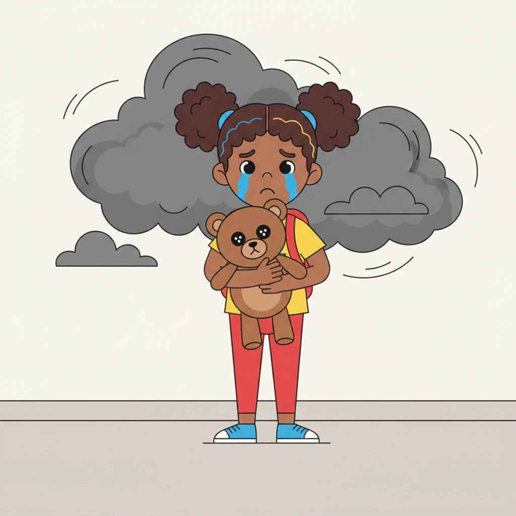 Gracie hugged Barnaby, her soft worry bear, tightly. Barnaby usually helped, but today the worries felt too enormous, like big, grey clouds. Even Barnaby's kind, button eyes couldn't make them disappear entirely.
