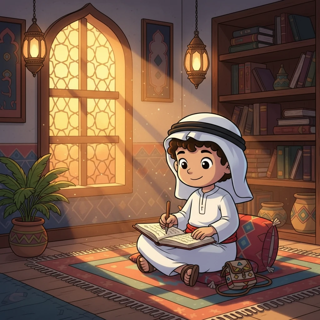 عند غروب الشمس، عاد فارس إلى منزله، وقد امتلأ قلبه بالمعرفة والإلهام. كتب فارس في دفتر ملاحظاته عن كل ما تعلمه، ووعد نفسه بأن يواصل السعي وراء العلم والمعرفة. كان يومًا لا يُنسى في بغداد، وترك أثرًا عميقًا في قلب فارس.