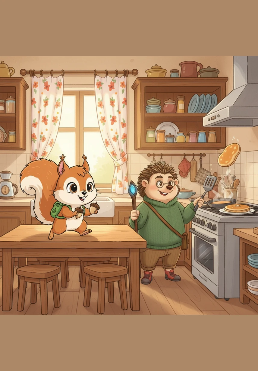 One morning, Böki stands tall and proudly tells his parents that he is now big enough to do everything by himself. He insists on preparing his own breakfast, rejecting his mother's gentle offer to help.