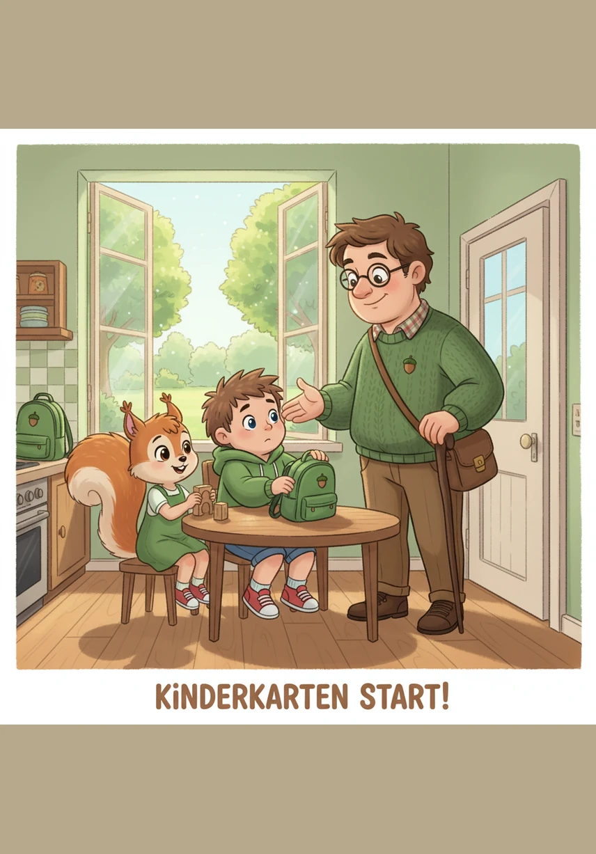 Before heading to kindergarten, Böki sits on the floor and gets his shoelaces into a giant, messy knot. He turns away from his father’s help, insisting that he wants his shoes tied exactly that way.