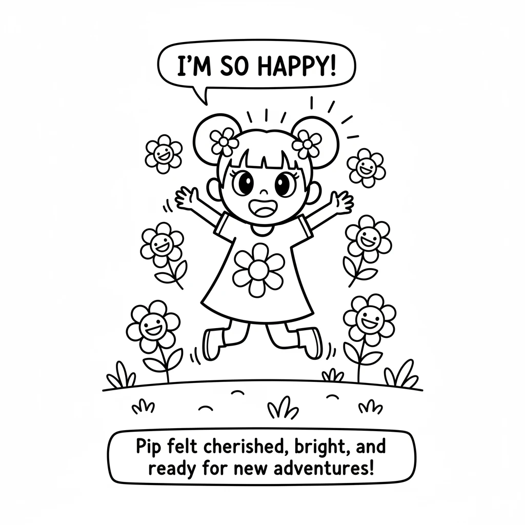 Pip felt so happy and bright, knowing she was a cherished part of the garden. She made friends and shone brightly, ready for every new day.