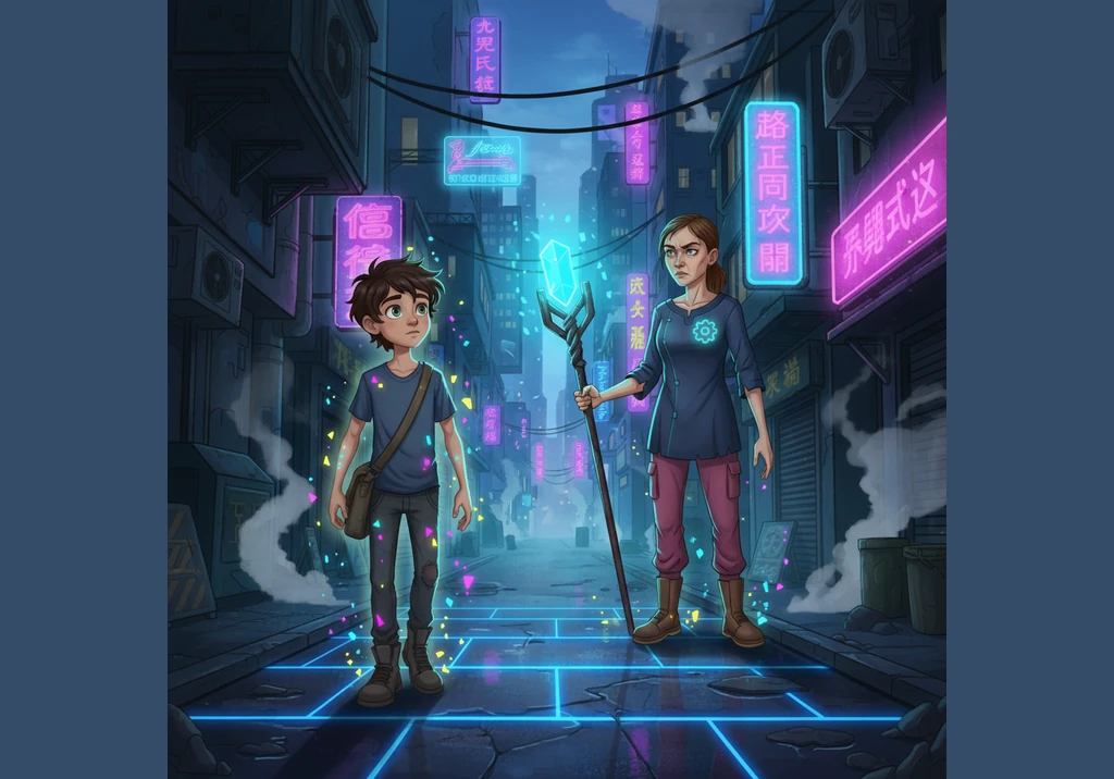 On his way to the market, Jack encountered a mysterious traveler wearing a cloak of many colors. The man offered Jack five shimmering, iridescent bean