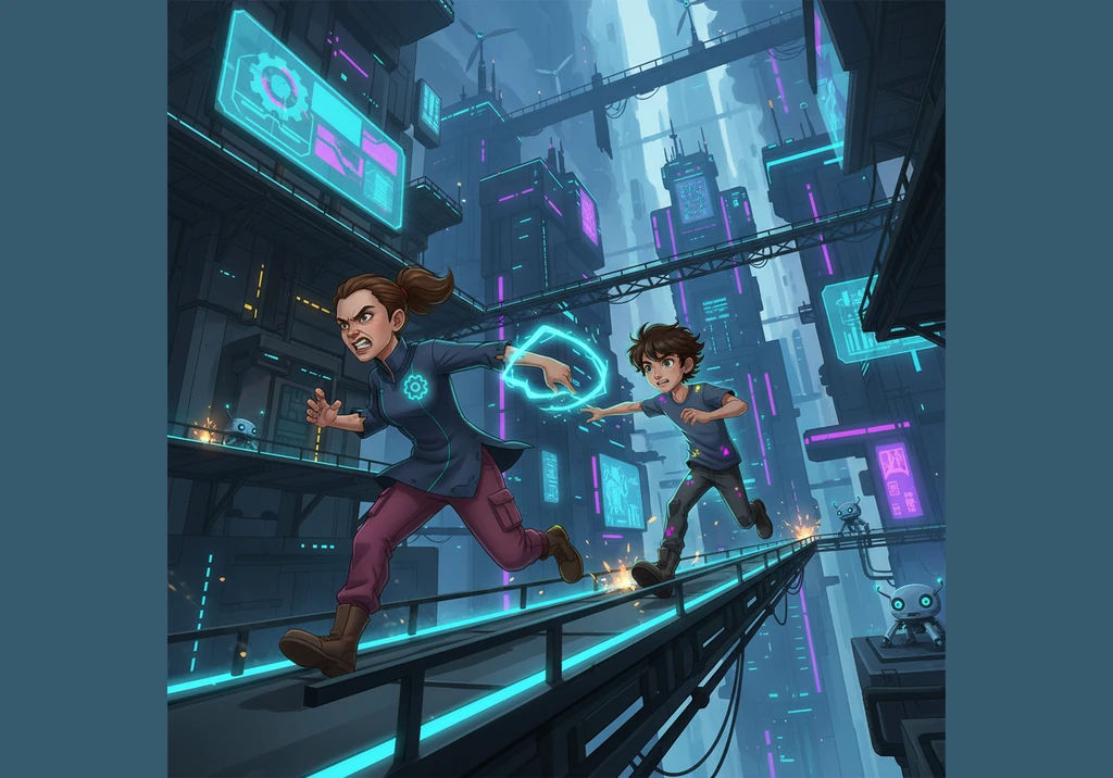 Suddenly, the giant roared with a voice like thunder and began to chase Jack through the massive corridors. Jack scrambled back to the beanstalk, slid