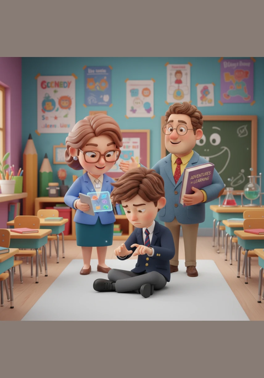 Leo sits at his desk, staring at a whiteboard covered in a chaotic swirl of numbers and symbols. While his classmates' pens scratch rhythmically against paper, the digits before him seem to shift and blur like a language he was never taught to speak.