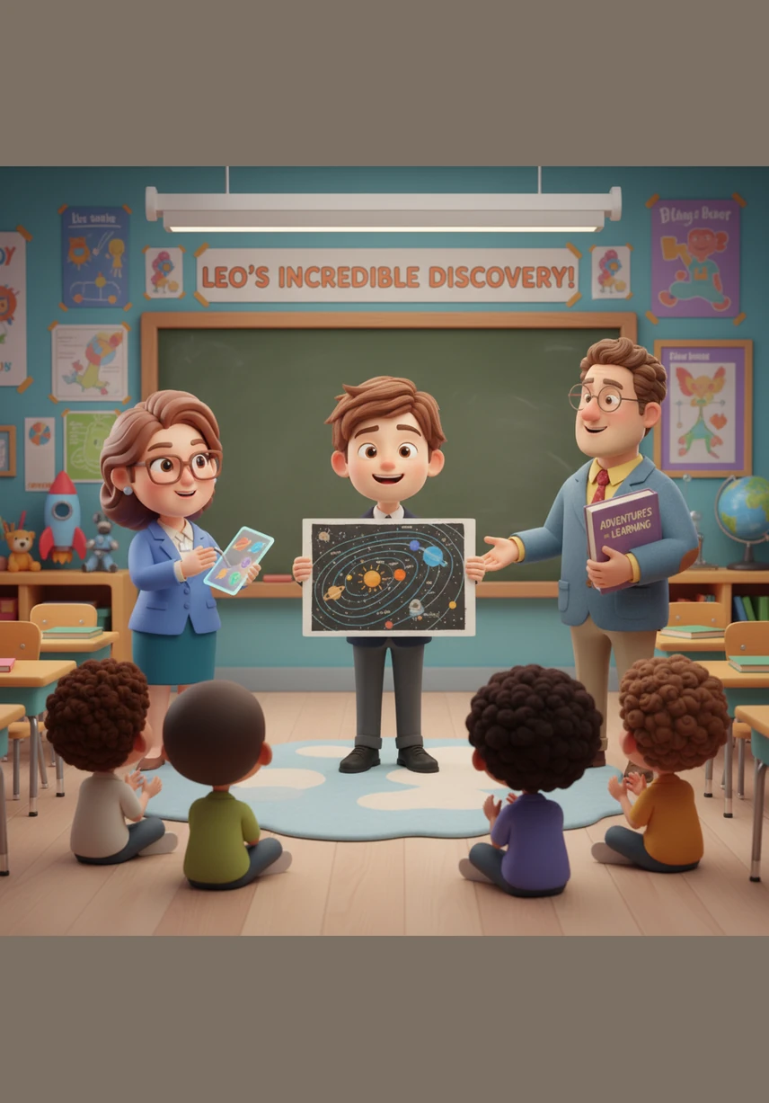 Leo stands proudly between Mr. Miller and Ms. Aris, holding his graded assignment with a beaming smile. This journey shows that when teachers are empowered with the right training, they can change the entire world for a student who learns differently.