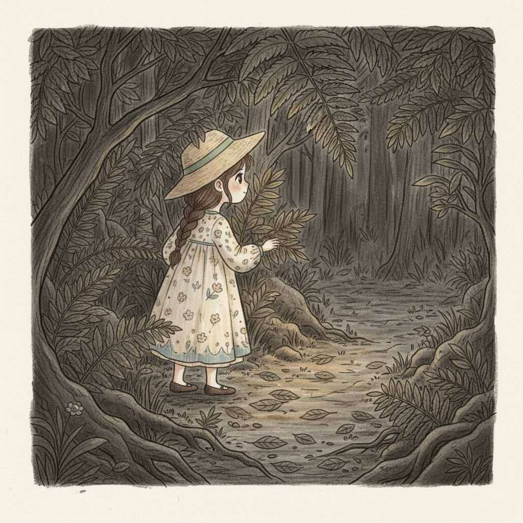 Penasaran, Laras melangkah lebih dekat, menembus dedaunan lebat di tepi hutan. Udara malam terasa sejuk, dan aroma tanah basah memenuhi hidungnya. Setiap langkahnya hati-hati, mengikuti petunjuk cahaya yang hampir tak terlihat itu.