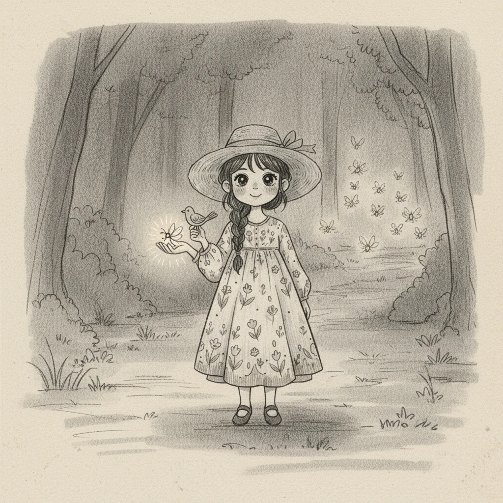 Dengan kunang-kunang di telapak tangannya, Laras berjalan perlahan menuju cahaya yang berkelap-kelip. Dia menuntunnya dengan hati-hati, memastikan setiap langkah aman. Kunang-kunung itu mulai berkedip lebih terang, seolah merasakan harapan.