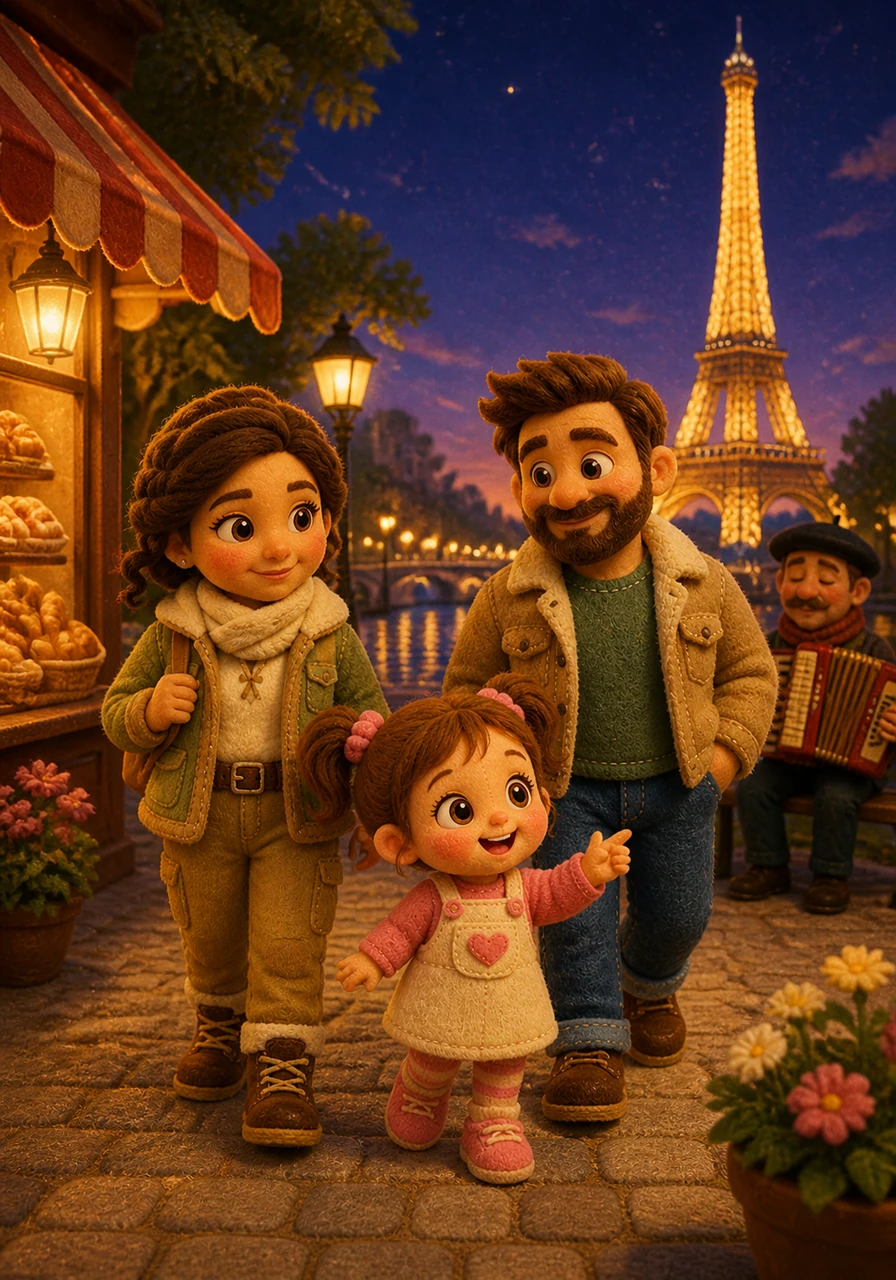 Their first stop was the glowing city of Paris, where the Eiffel Tower reached for the stars like a magnificent tower of dreams. They walked through the charming streets, smelling fresh bread and listening to music, as Lina realized every place has its own unique beauty.
