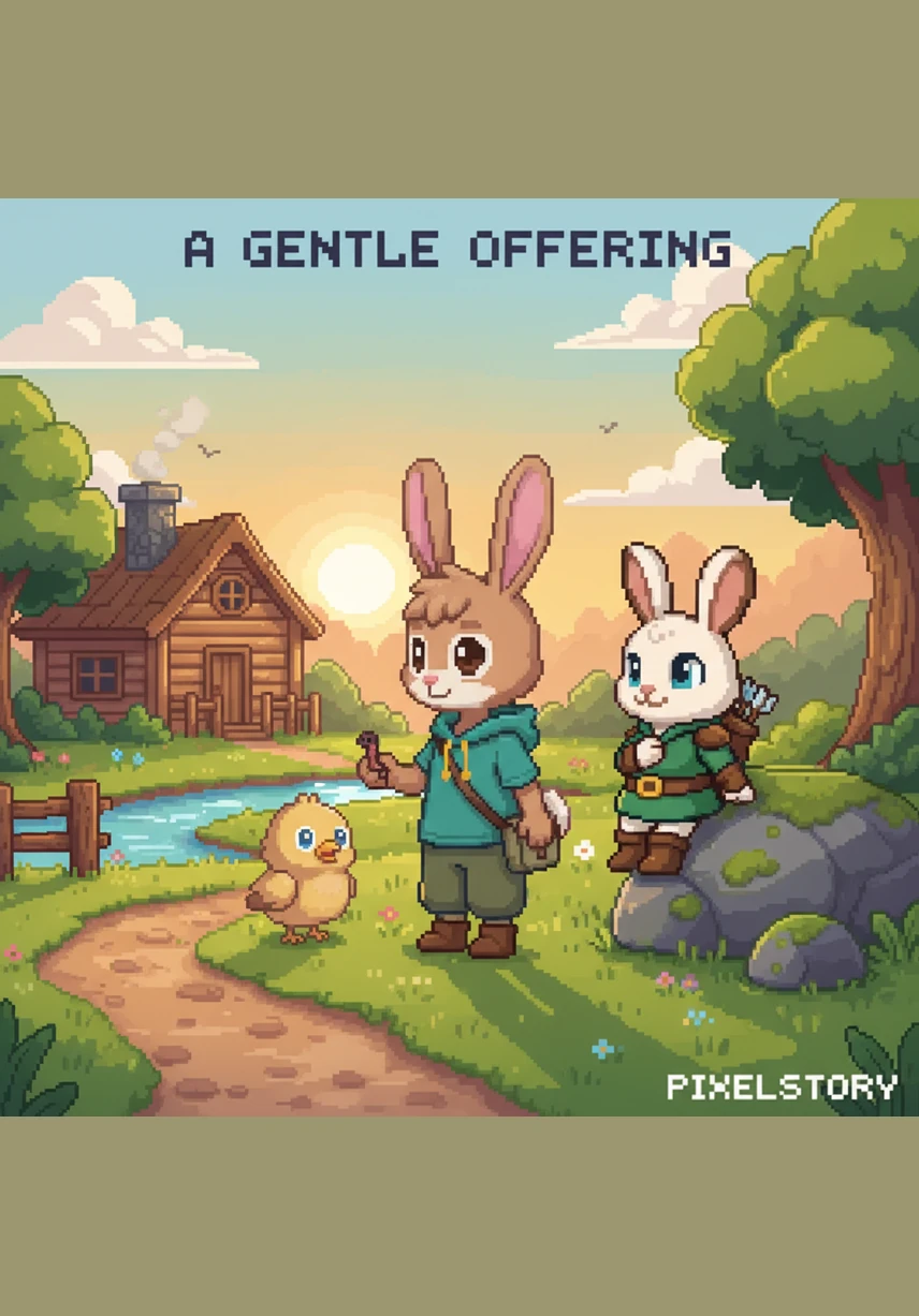 Il marche doucement sous la canopée, s'émerveillant devant les fleurs sauvages multicolores et les papillons qui dansent dans l'air. Près d'un petit ruisseau étincelant, il s'arrête un instant pour admirer le reflet des nuages dans l'eau claire.