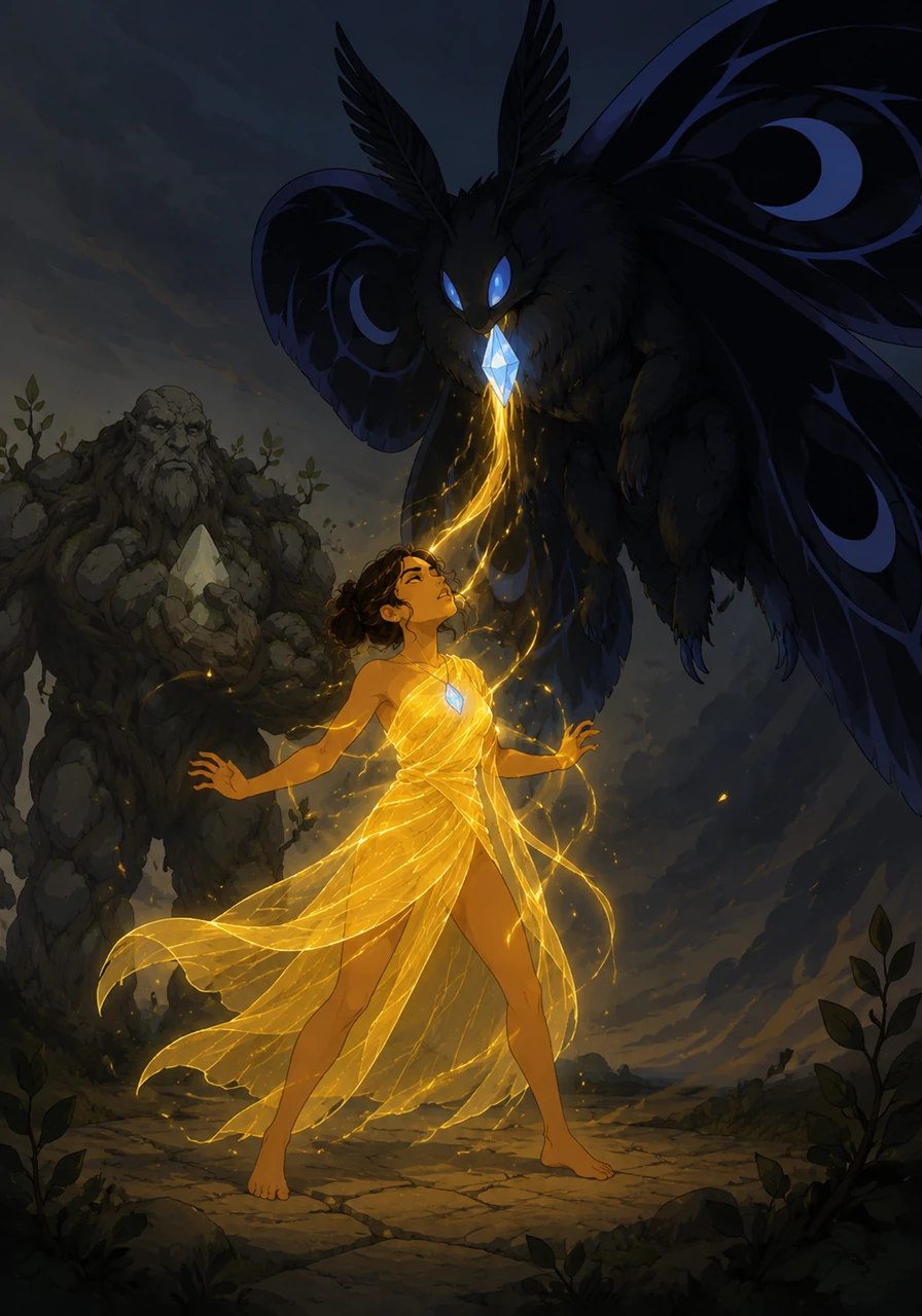 This moth was the Moonshade, a legendary creature drawn to the warmth Elara created, consuming it to fuel its own dark beauty. With every beat of its velvet wings, more sunlight vanished.