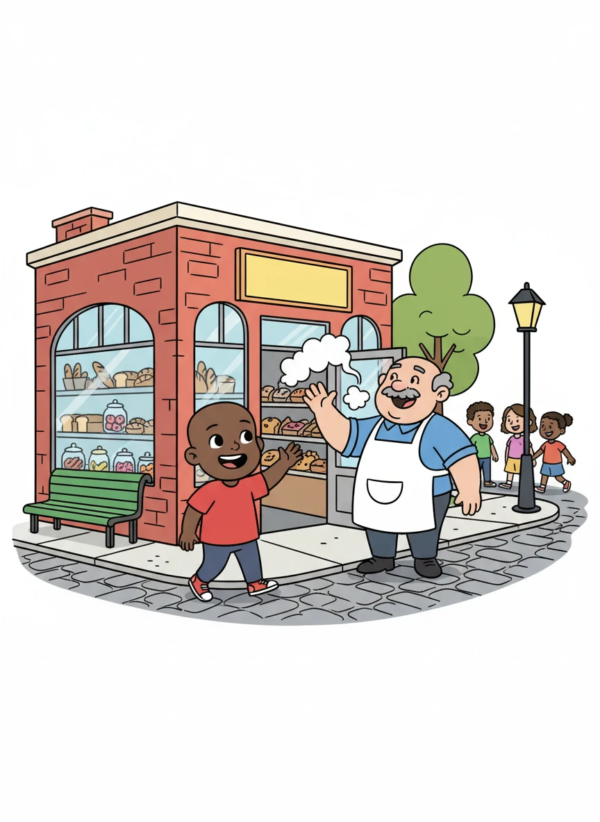 He passed the bustling corner store, where the aroma of freshly baked bread wafted out. Mr. Davis, the store owner, waved from the doorway, a friendly grin on his face. Aidan waved back, already anticipating the delicious smell of dinner.