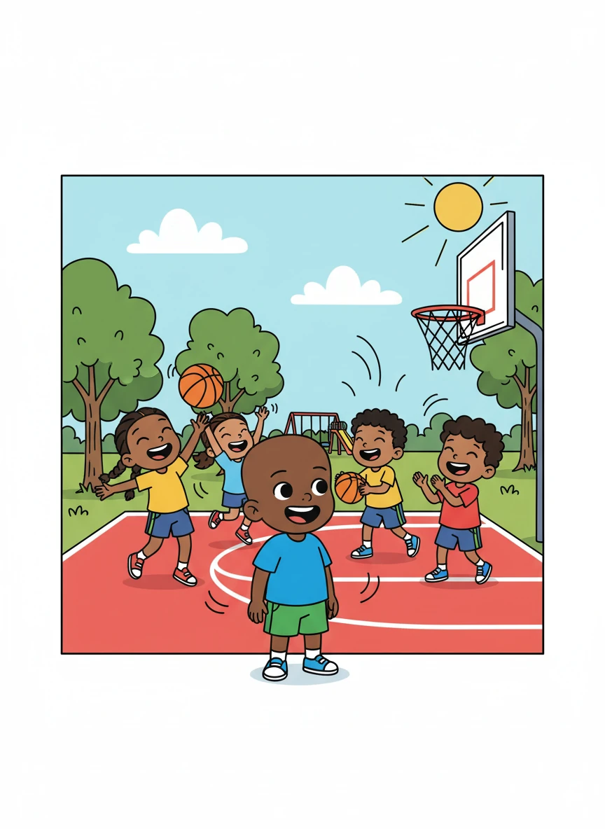 A group of friends played basketball at the park, their laughter echoing through the air. Aidan paused to watch them for a moment, enjoying their energy and camaraderie. He thought about joining them tomorrow.