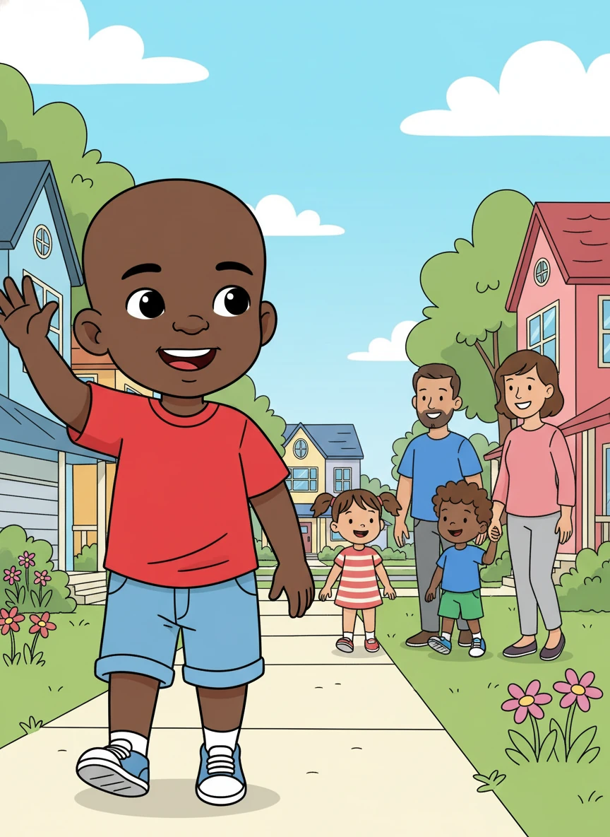 He saw the familiar faces of other neighborhood kids walking with their parents. They greeted each other with smiles and quick hellos. It was a community that looked out for each other.