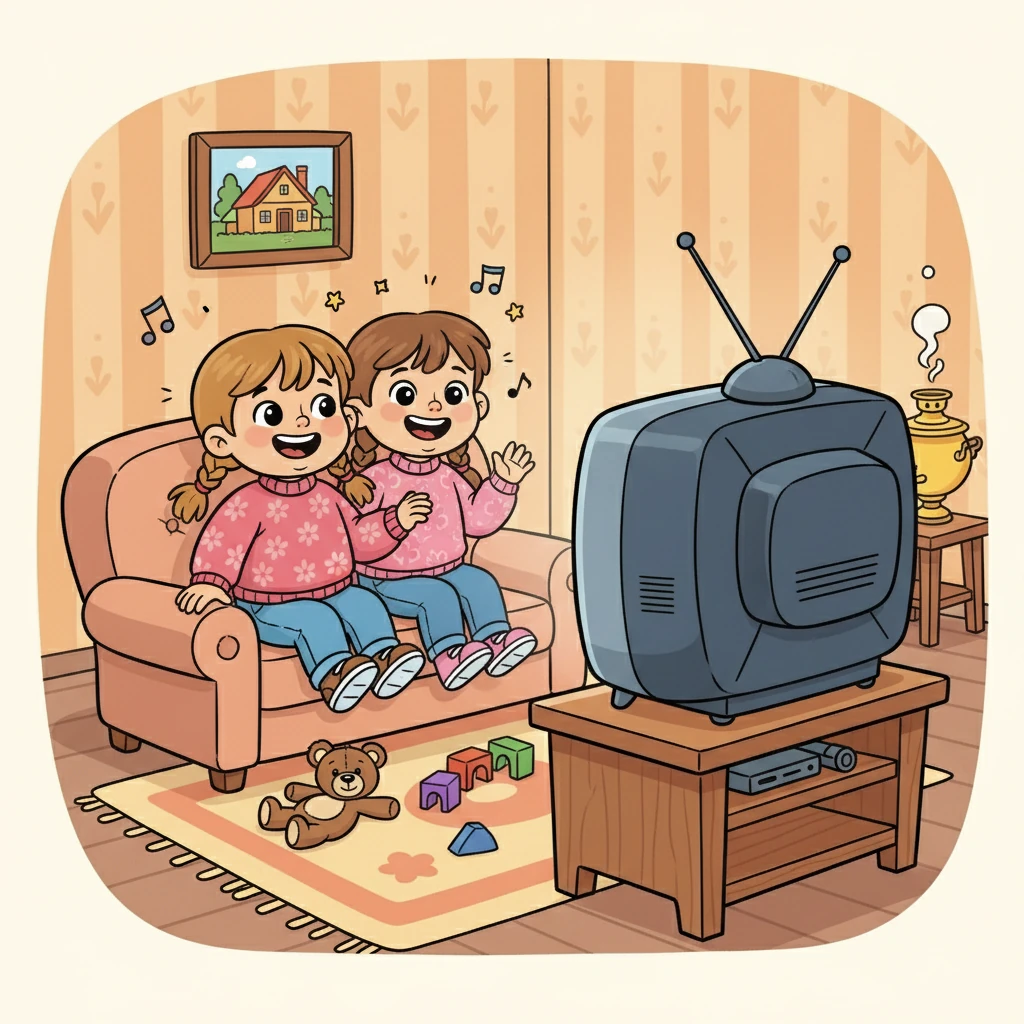 После школы Миша и Аня вернулись домой. Они включили телевизор и смотрели любимые мультфильмы, смеясь вместе.