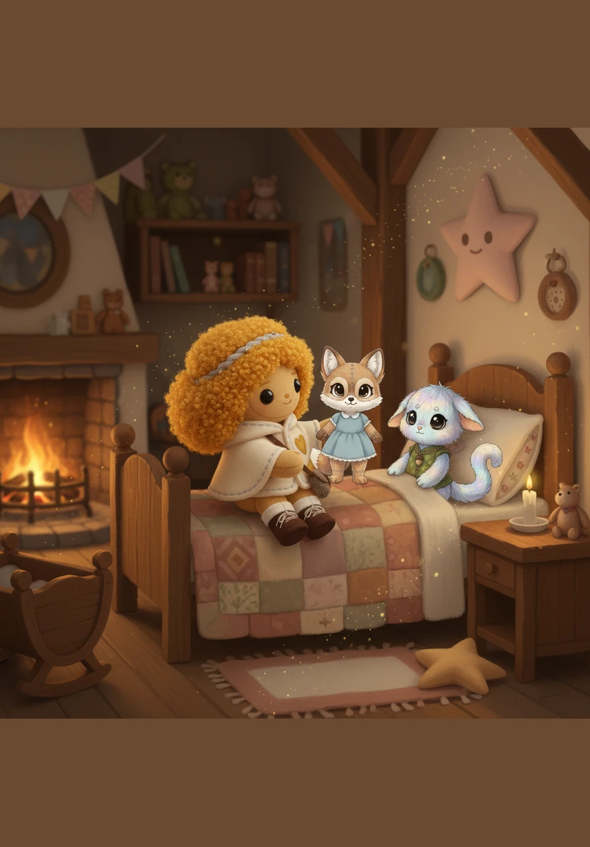 Inside her quiet cottage, the gold she wears reveals its true form: heavy, shimmering chains wrapped around her heart and spirit. Each link represents a worry she has carried for someone else, a secret debt of kindness she pays in the silence of the night.