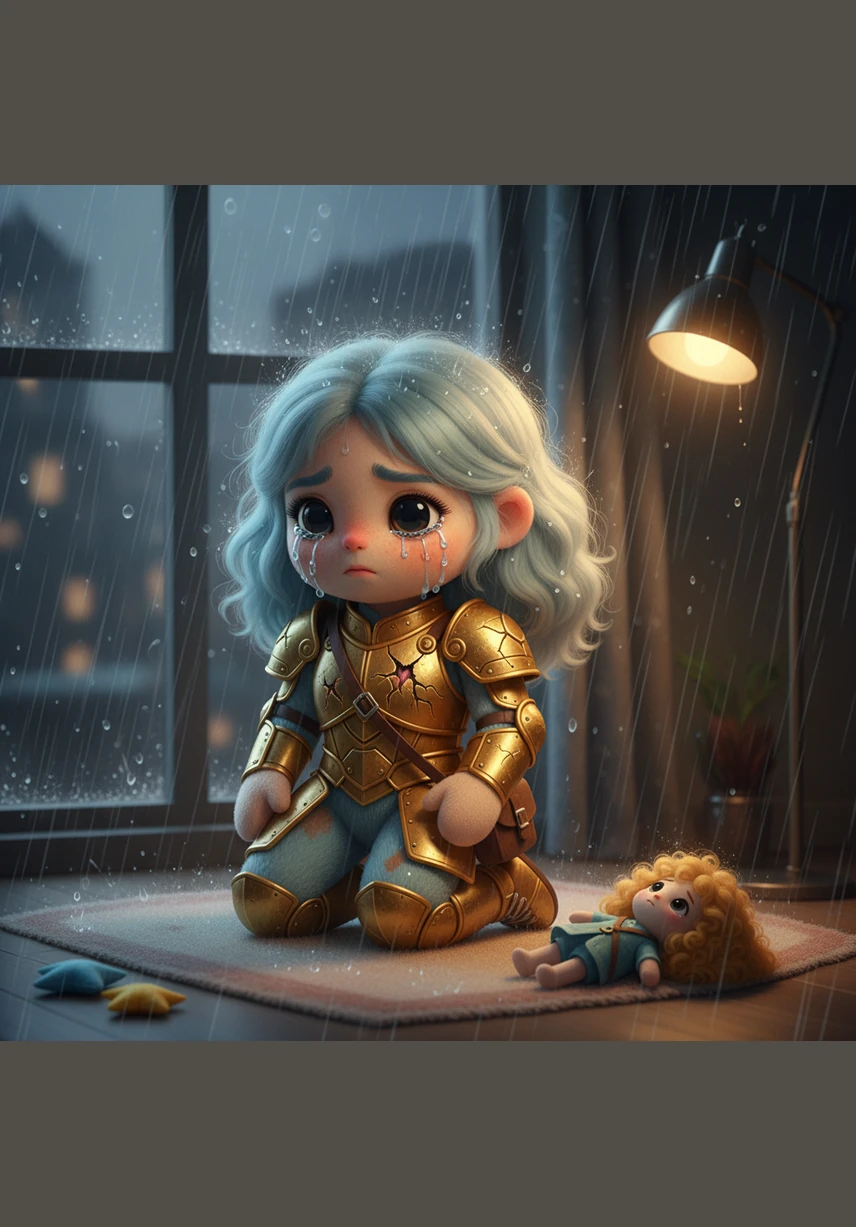 One rainy evening, the weight becomes too much to bear, and Marisol sinks to the floor as her golden armor finally begins to crack. The rhythmic drumming of the rain against the windowpane matches the tears she has held back for years, washing away the polished mask of perfection.