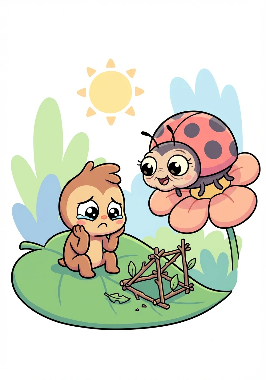 Discouraged, Pip almost gave up on his dream. But then, a wise old ladybug landed nearby. "Dreams take time and effort, little one," she chirped. "Don't let anyone tell you what you can't do."