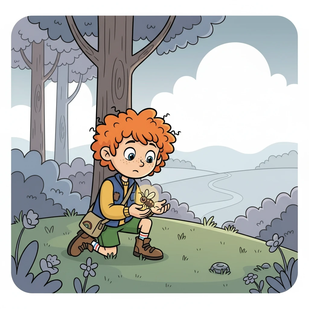 Pip met Lumi, a brave little firefly whose light no longer shone. They decided to find the lost colours and restore their beautiful home. Lumi, though dim, still had a spark of hope.