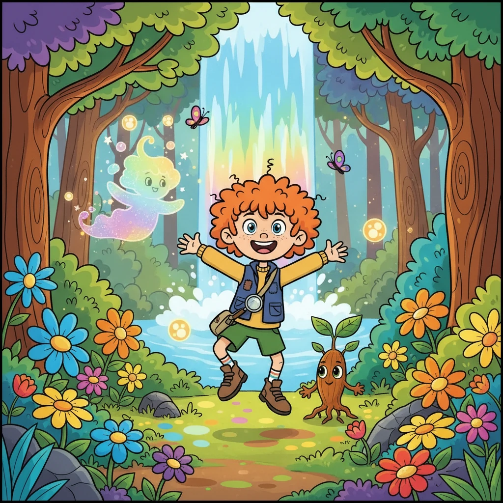 The Shadow Spirit, touched by their kindness, returned the colours. Whispering Woods bloomed with brilliance again. Pip, Lumi, and Shelly, forever friends, celebrated the restored beauty together.