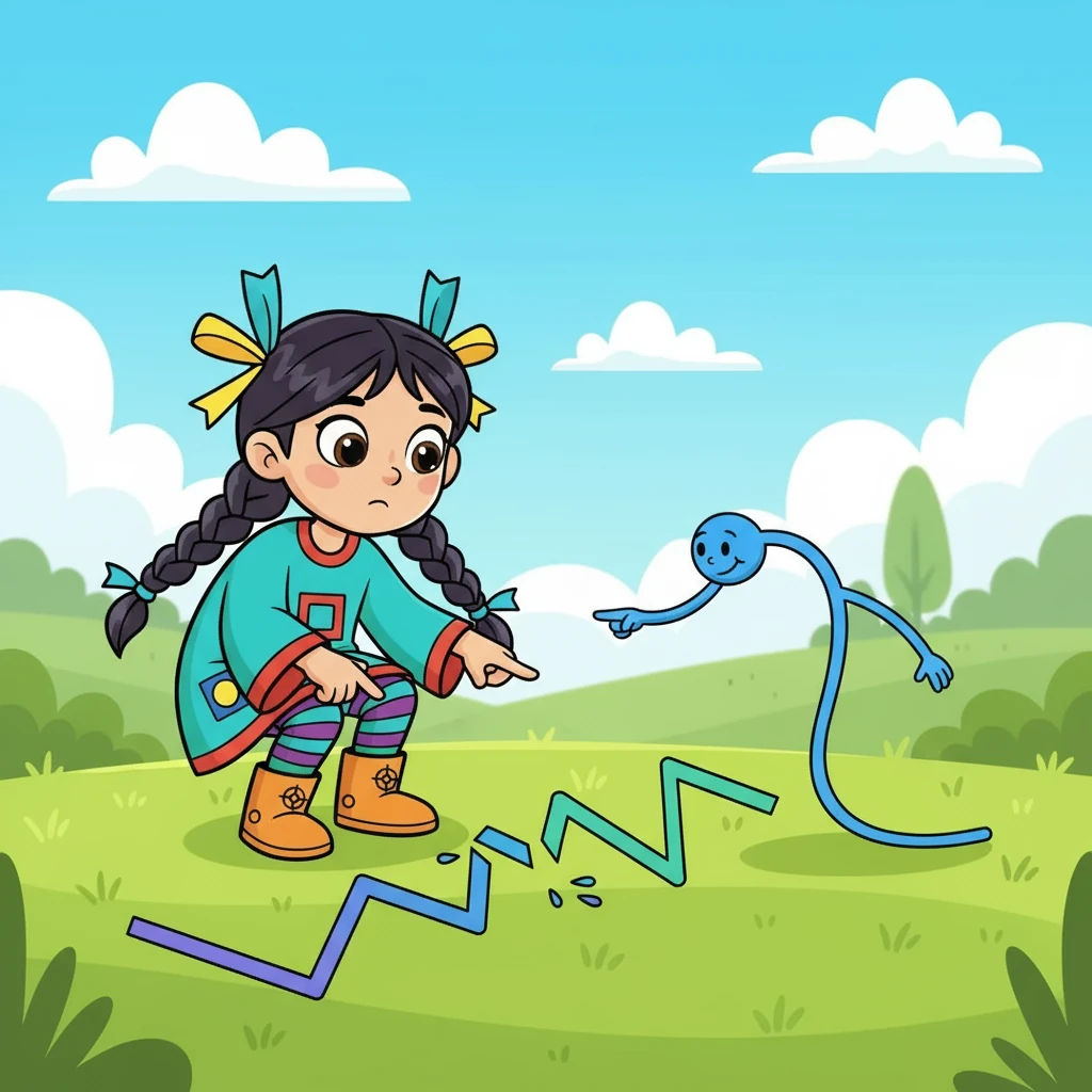 Бір күні Сәуле мен Сызық сынық сызықты көрді. Ол оларға қызық болып көрінді. Сызық Сәулеге сынық сызықтың кесінділерден тұратынын түсіндірді, олар бір-бірімен байланысқан.