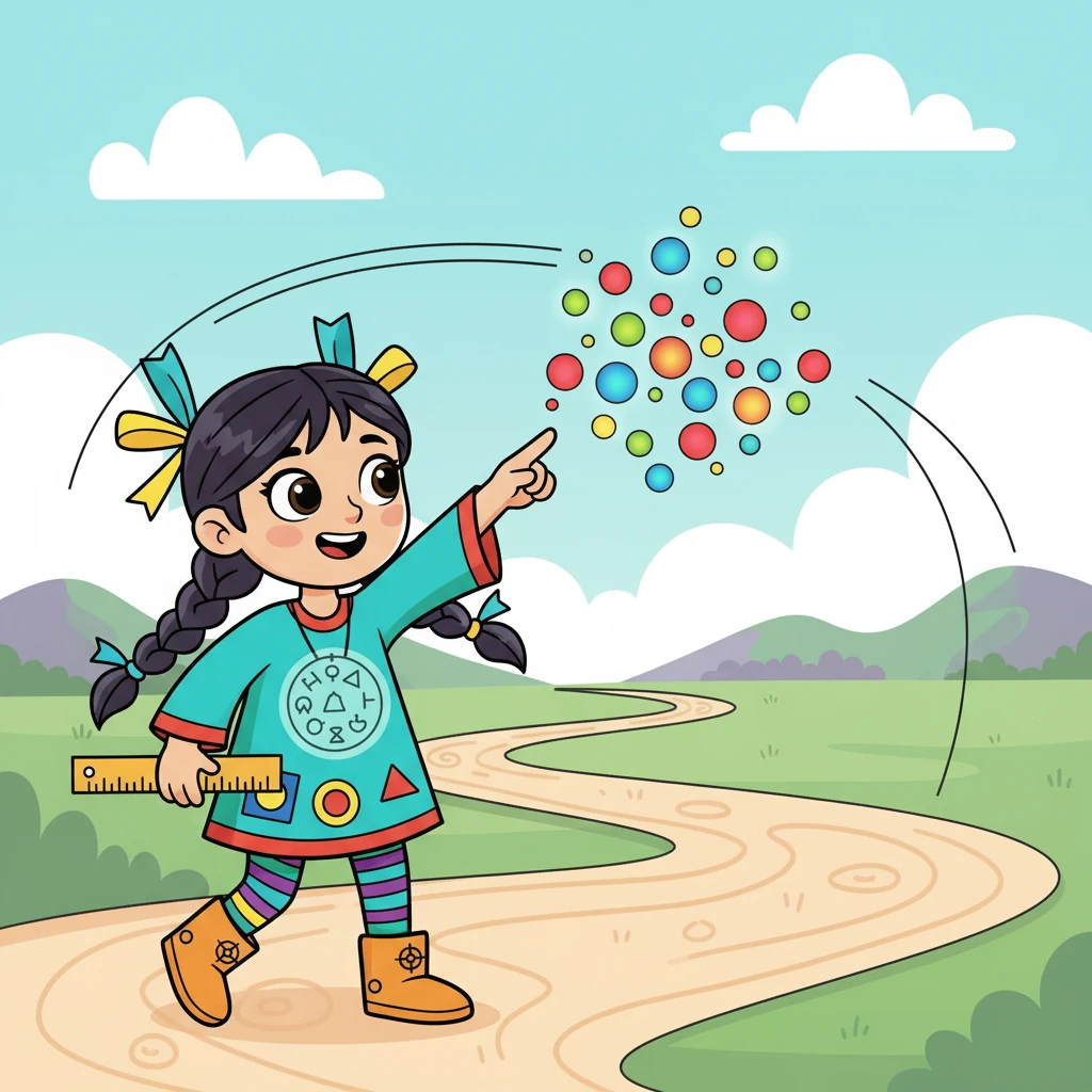 Саяхат барысында олар нүктелермен кездесті. Нүктелер - сызықтардың басталуы мен аяқталуы екенін білді. Сәуле нүктелердің маңыздылығын түсінді.