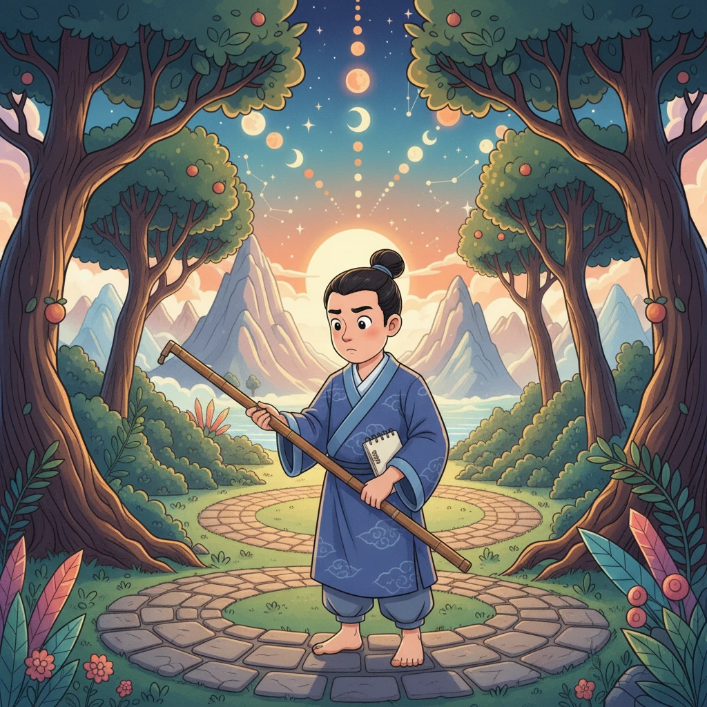 崩溃之际，他开始思考。他发现从第一棵歪脖子树到第二棵，所走过的路程竟然完全相同。他测量着，计算着，最终明白了，自己不是在一条射线上前进，而是在一个巨大的圆环上兜圈。