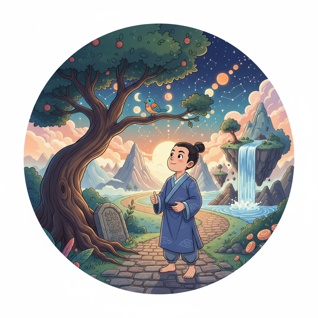 在建筑师F的神殿里，X看到了刻在石板上的那行字：f(x) = f(x + T)。他明白了前进的意义，不是为了抵达一个终点，而是在一次又一次的轮回中，更深地理解起点的含义。他站在歪脖子树下，看着那只鸟，脸上带着微笑，接受了这周而复始的命运。