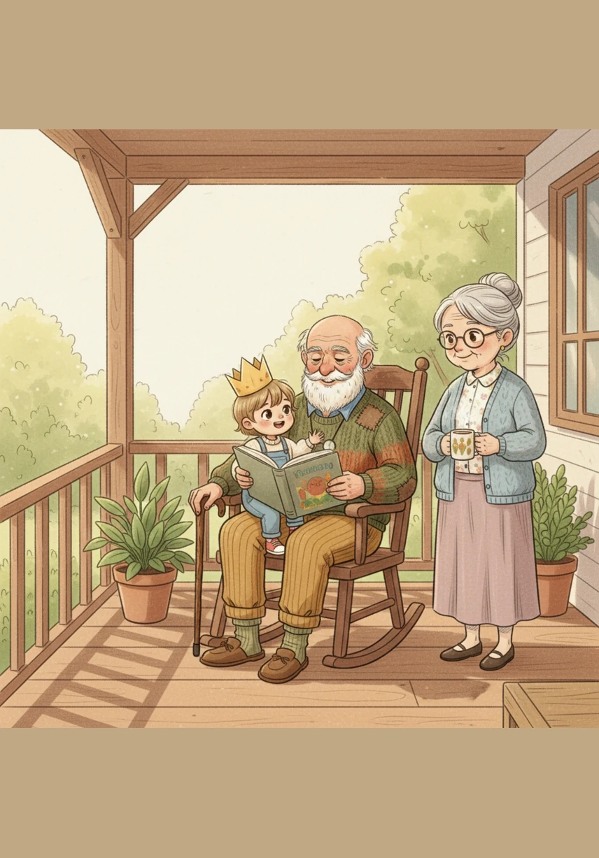 If you give a Grandpa a big morning hug, he is going to ask for a favorite book to read together on the porch. He will settle into his rocking chair and pat his lap so you have the best seat for the story.