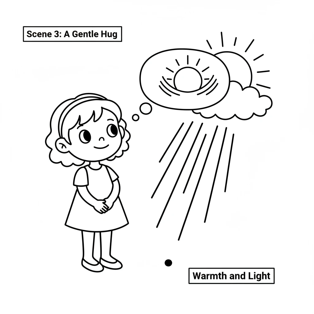 Next, the seed needed warmth and light to wake up. The sun peeked out from behind a cloud, sending golden rays down to the earth. Lily imagined the su