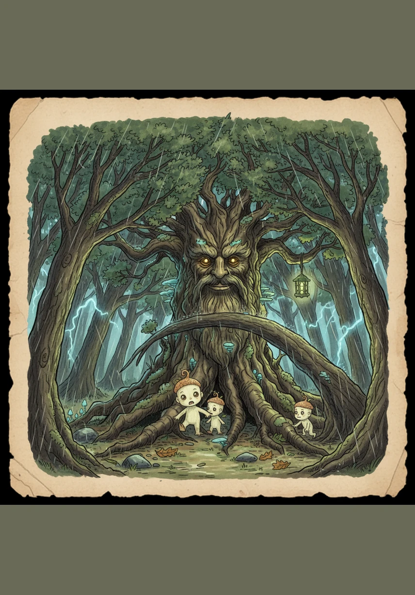 One afternoon, a fierce wind howled through the woods, bending the mighty branches of the oldest trees. Pip tucked his leaves in tight and stayed safe near the mossy ground, realizing that being small had its own kind of strength.