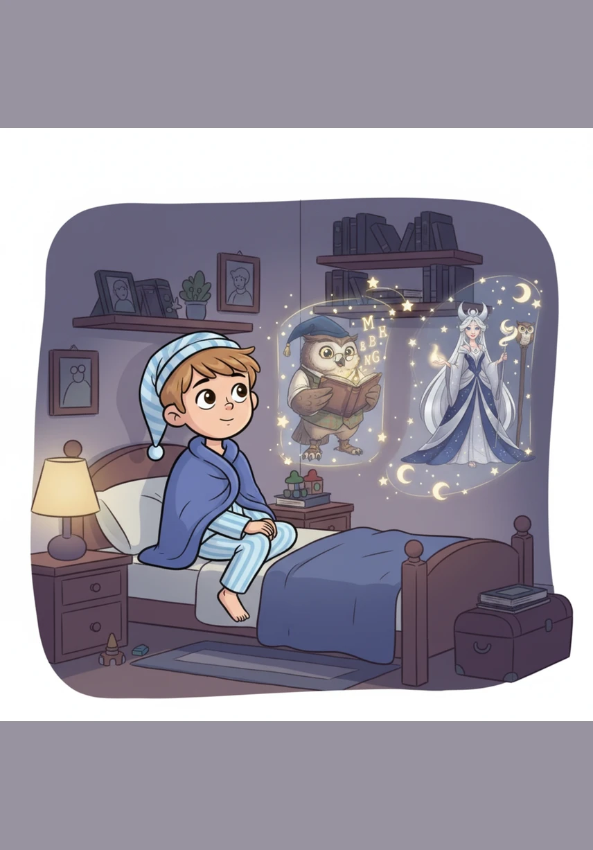 Oliver sat on the edge of his bed, watching the silver moon hang like a heavy coin in the velvet sky. The house was quiet, and the only sound was the rhythmic ticking of the grandfather clock in the hallway.