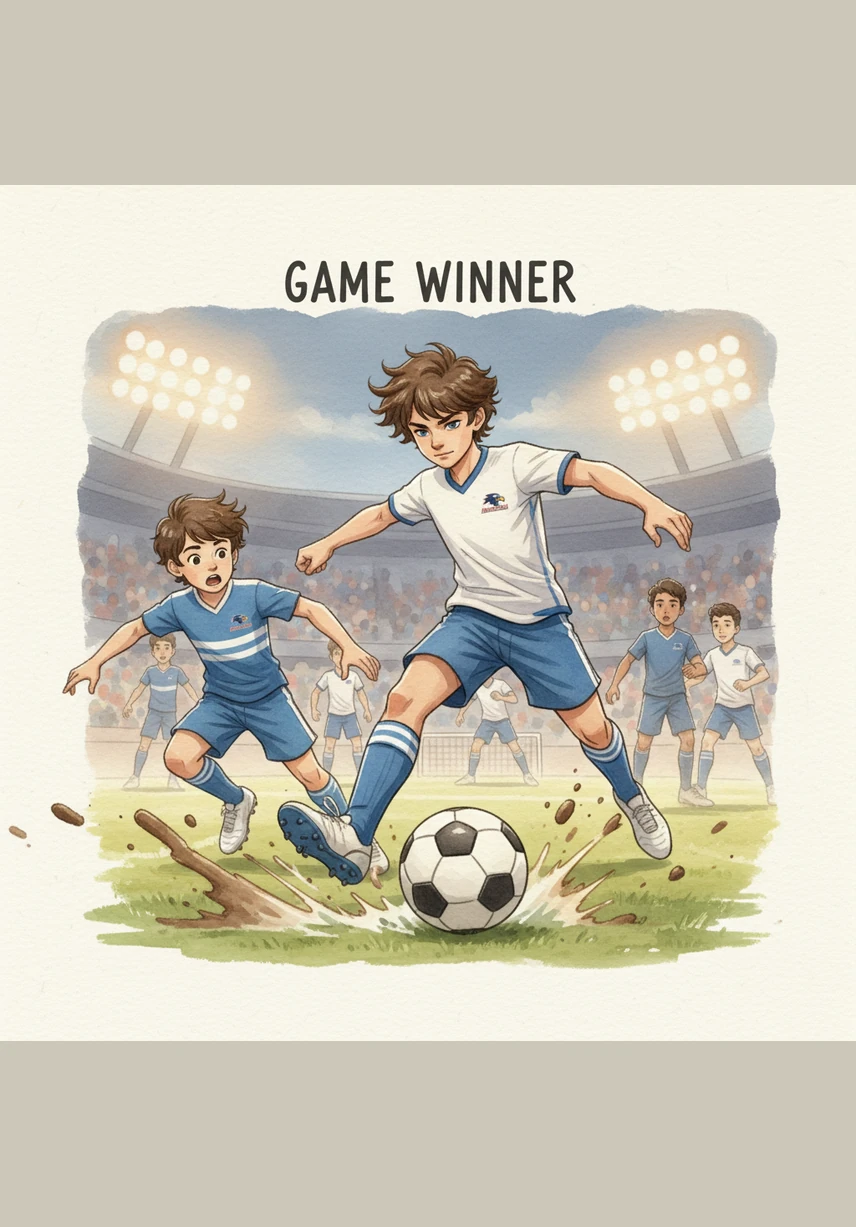 Without a moment of hesitation, Marcus pivoted and kicked the ball with every ounce of strength he had left. The ball whistled through the air, curving just past the goalkeeper’s outstretched fingers and into the back of the net.