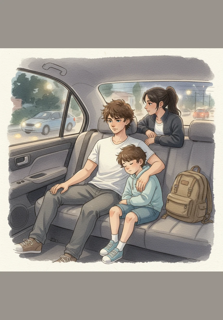 On the quiet ride home, the nervous frogs in Marcus's stomach were replaced by a giant appetite as he happily devoured his victory snacks. His mom watched him through the rearview mirror, laughing as he finally enjoyed every bite of his well-earned meal.