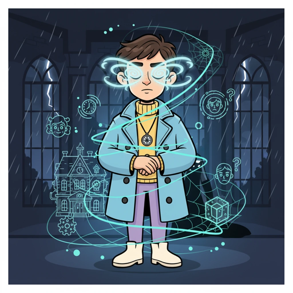 Elias, his eyes now almost completely clouded, closed them, allowing his hyperthymesia to take over. He mentally reconstructed the house's intricate systems, the timing of the storm, the secrets of the guests, and Julian's panic room. A chilling pattern emerged, revealing the architect of these impossible crimes and the house's deadly secret.