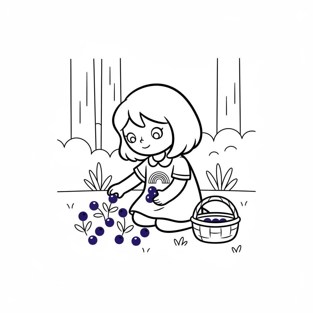 Deeper in the woods, Lumi discovered a cluster of tiny, dark indigo berries. They looked almost purple, but deeper! She carefully gathered a few into her basket.