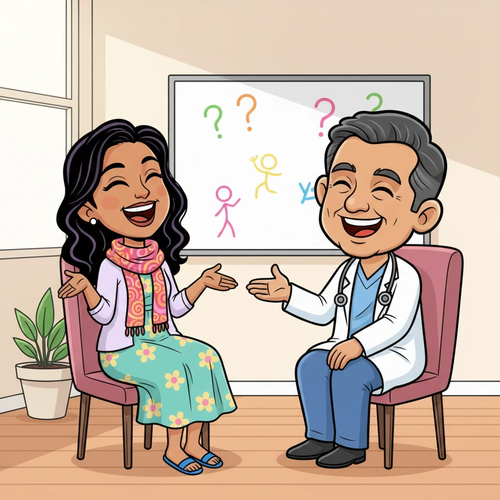 Bhavana found herself dressing with a little more care for her next appointment, choosing a vibrant scarf to complement her outfit. Dr. Sunil, noticing her improved spirits, suggested a broader wellness discussion beyond her immediate symptoms. They shared a soft, knowing laugh over a lighthearted comment, the air between them growing lighter.