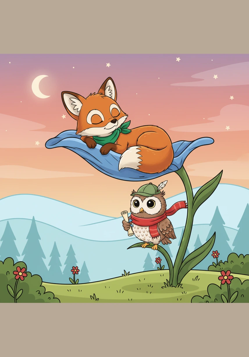 Oliver spent the afternoon chasing golden fireflies and resting on the soft petal of a giant blue daisy. He realized that the greatest treasure wasn't gold, but the wonderful sights and friends he found along the way.