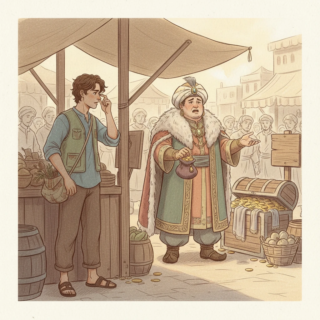 Later that day, Leo overheard a conversation in the bustling market. A wealthy merchant, despite his many treasures, lamented his failing eyesight, offering a fortune for clearer vision. Leo, watching from the shadows, instinctively touched his own healthy eyes, a flicker of an unfamiliar thought stirring within him.