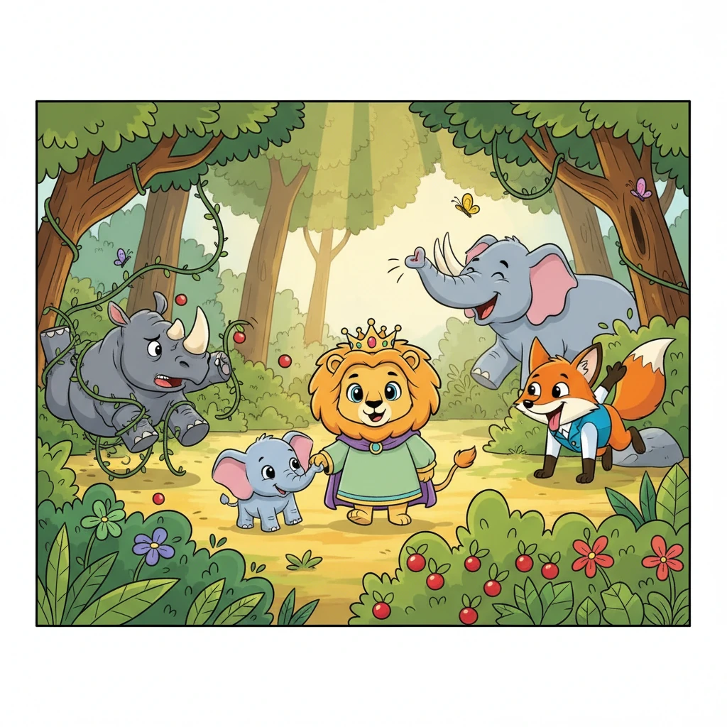 Next, they had to solve a riddle about where the sweetest berries grew, and then lead a lost baby elephant back to its mother. Rhino Rumpus got tangled in vines looking for berries, and Fox Sly tried to distract the baby elephant with silly tricks. King Leon simply remembered the sunniest patch and calmly comforted the little elephant, leading it straight to its joyful mother.
