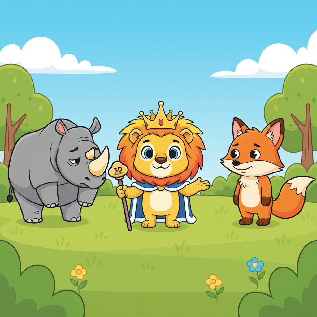The challenging animals watched in awe. They saw that King Leon wasn't just powerful; he was genuinely good and caring. Rhino Rumpus hung his head, and Fox Sly's tricky grin faded into a sheepish smile. They realized that King Leon's wisdom and kindness were far more important than brute strength or cunning.