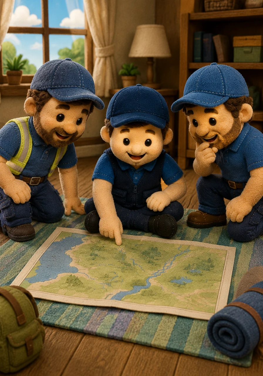 I scan my map. The map is flat. I sit on a mat.