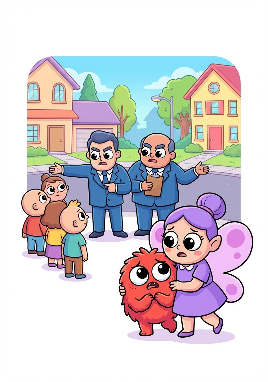 The agents begin questioning residents, their voices cold and official. Elmo hides behind Abby, scared and confused.