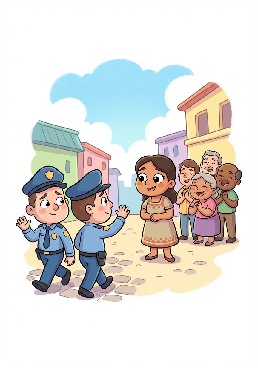 After listening to the heartfelt pleas, the agents decide to leave, promising to reconsider their actions. A collective sigh of relief sweeps through the street.