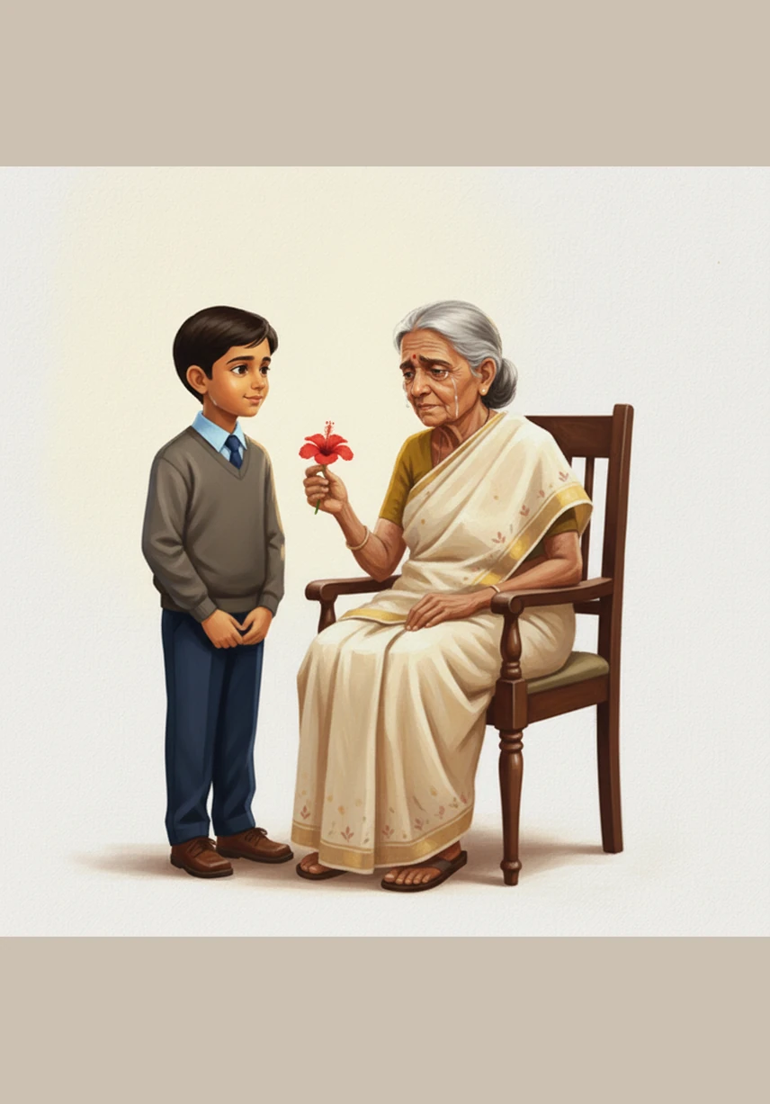 Tears begin to flow down Amma’s wrinkled cheeks as the truth finally settles in her heart. Vasu watches her with wide eyes, the pieces of his father’s long, mysterious silences about his grandmother finally falling into place.