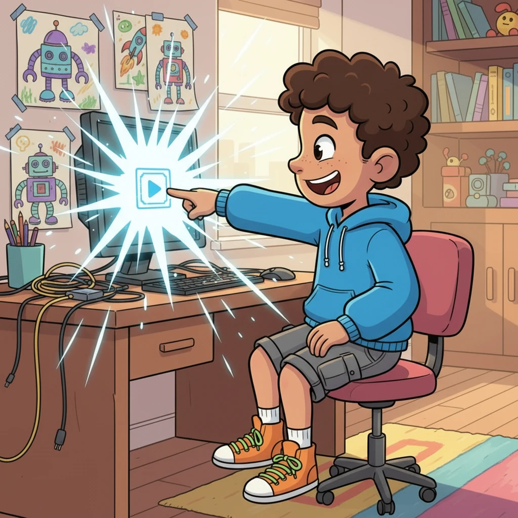 Kody excitedly drags a stubborn video file into the 'Video Magic' section. With a whir and a flash, the app transforms it into a perfectly playable format.